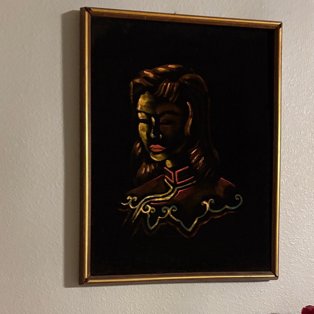 Elegant Gold and Black Portrait Art by Vladimir Tretchikoff